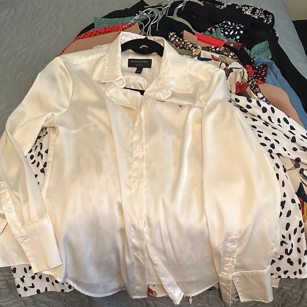 Banana Republic Ivory Satin Shirt